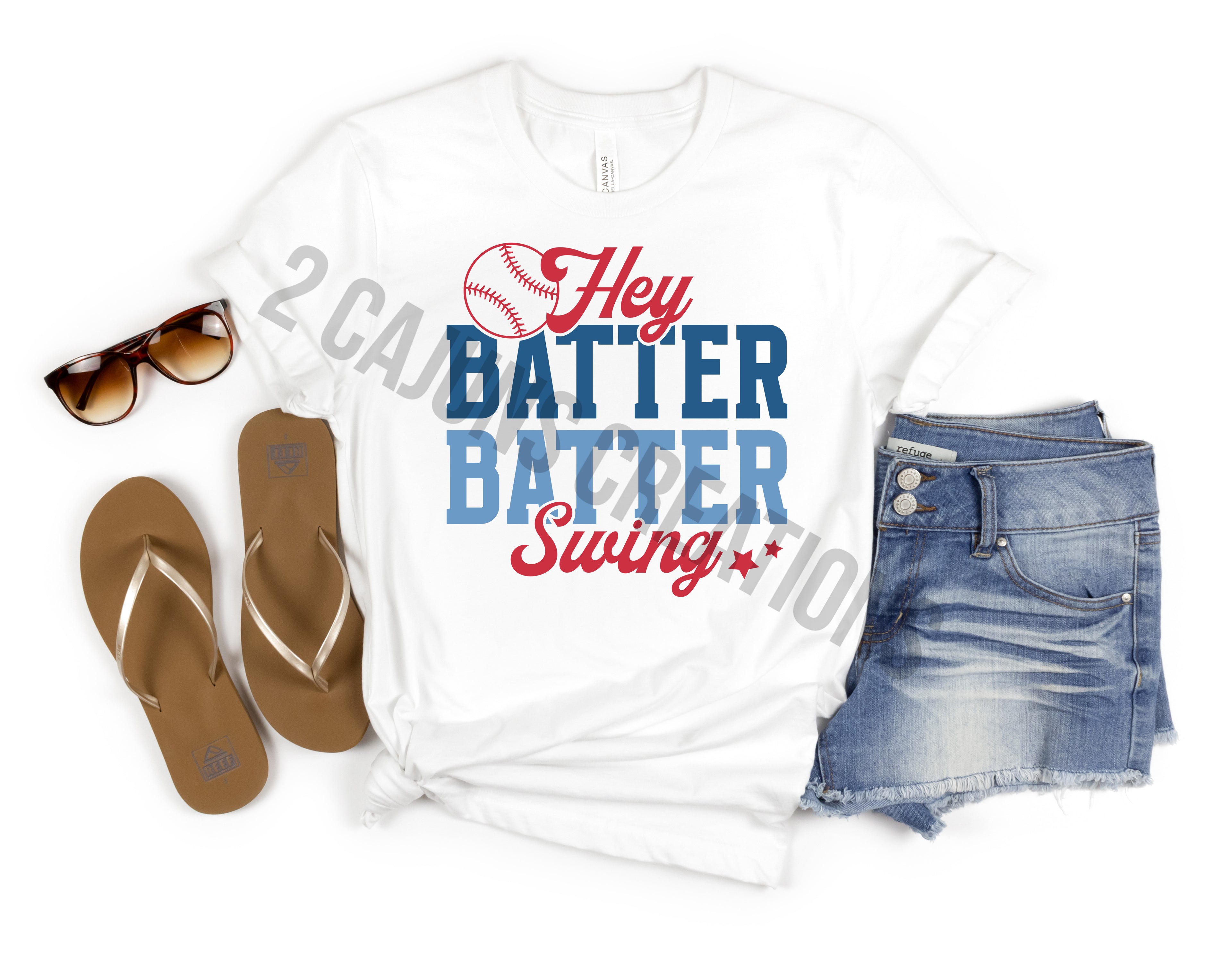 Hey Batter Batter Swing Crew Neck Tshirt - Baseball Mom Tee