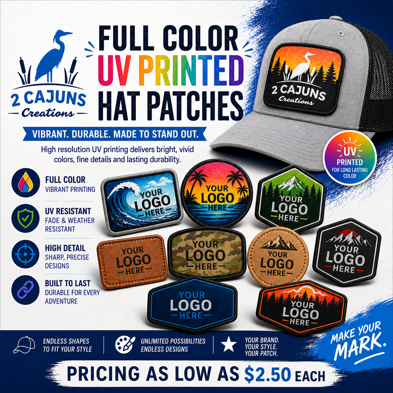 Bulk Wholesale Pricing Custom UV Printed Hat Patches