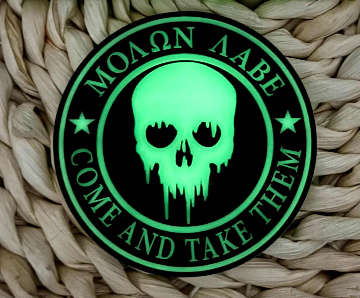 Molon Labe - Come and Take Them Glow in the Dark Acrylic Hat Patch