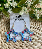 July 4th Independence Day Patriotic Red White and Blue Star Shaped Earrings with Gold Plated Loop