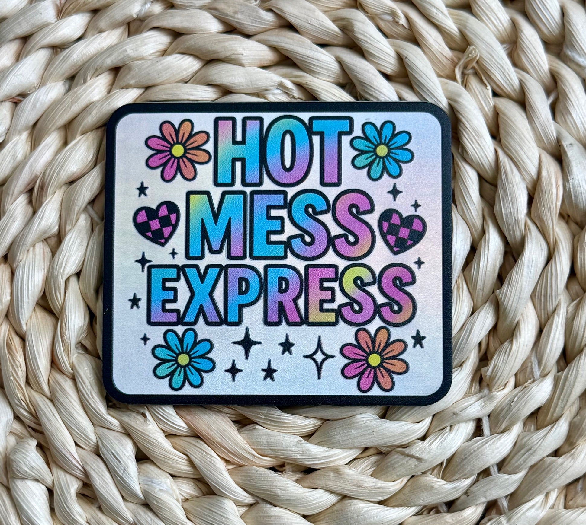 Hot Mess Express UV Printed Holographic Leatherette Hat Patch
