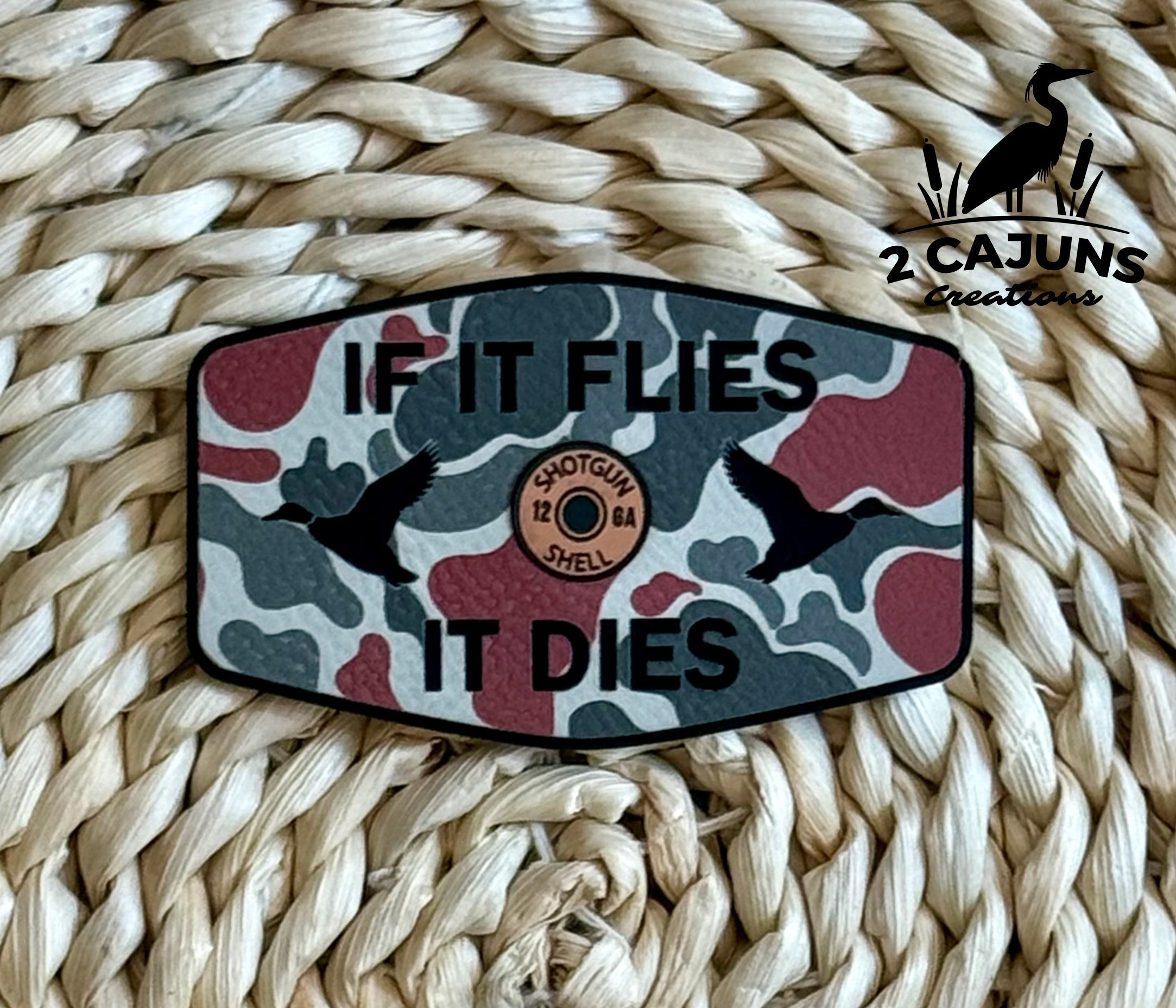 If It Flies Leatherette Hat Patch with Copper Acrylic Insert - 3 Colors Available