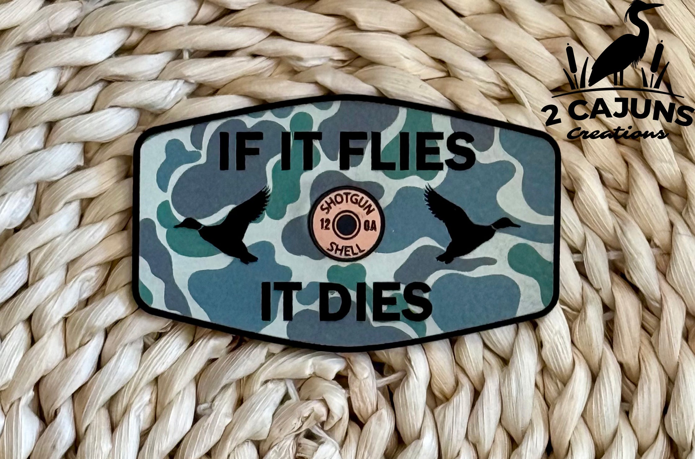 If It Flies Leatherette Hat Patch with Copper Acrylic Insert - 3 Colors Available