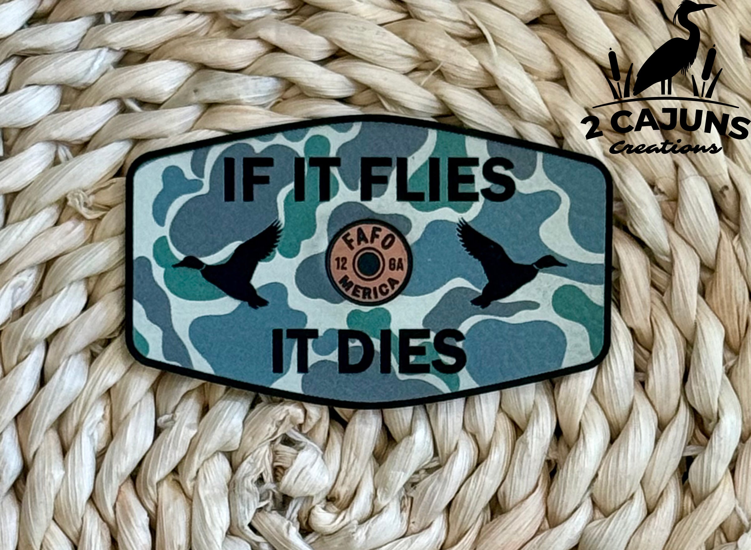 If It Flies Leatherette Hat Patch with Copper Acrylic Insert - FAFO Edition - 3 Colors Available