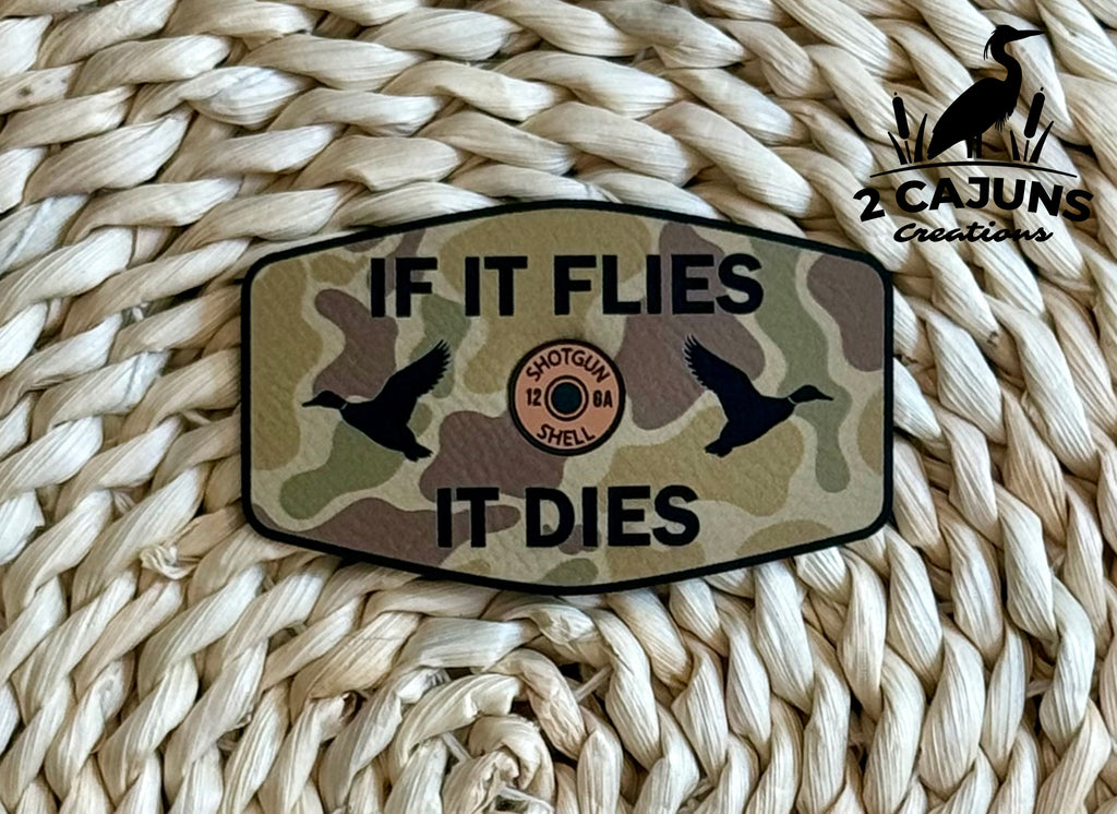 If It Flies Leatherette Hat Patch with Copper Acrylic Insert - 3 Colors Available