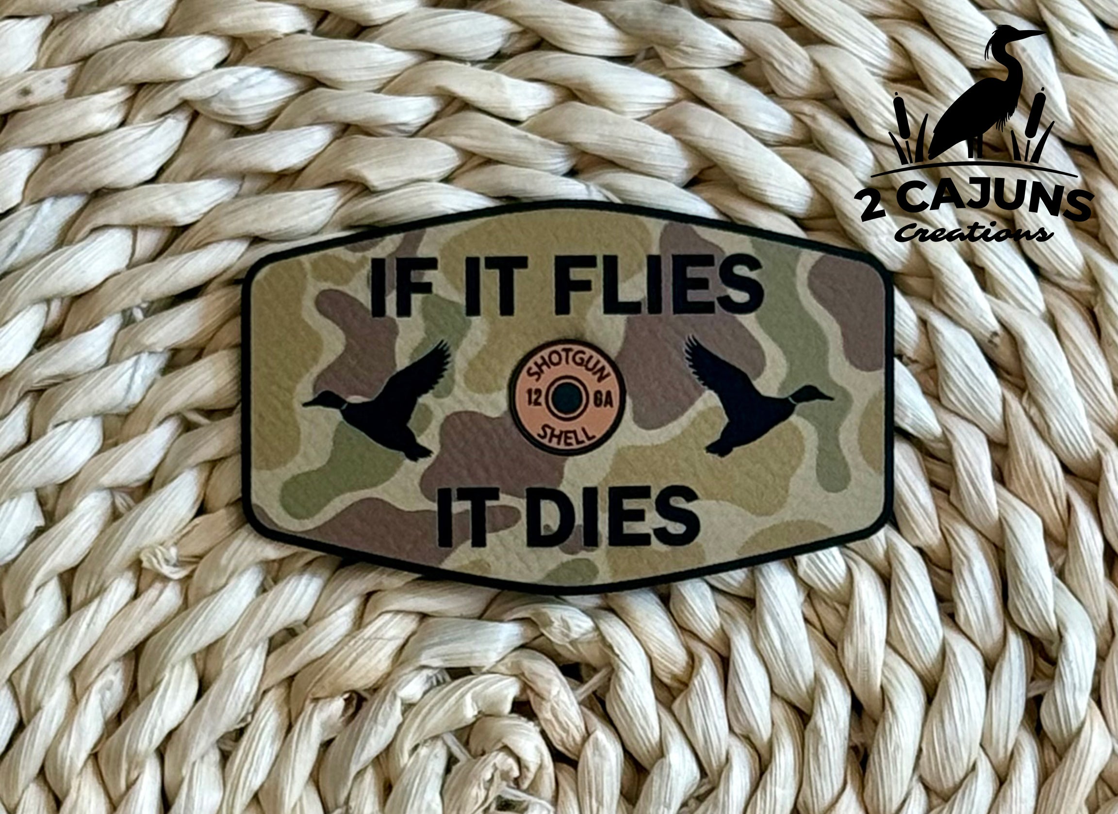 If It Flies Leatherette Hat Patch with Copper Acrylic Insert - 3 Colors Available