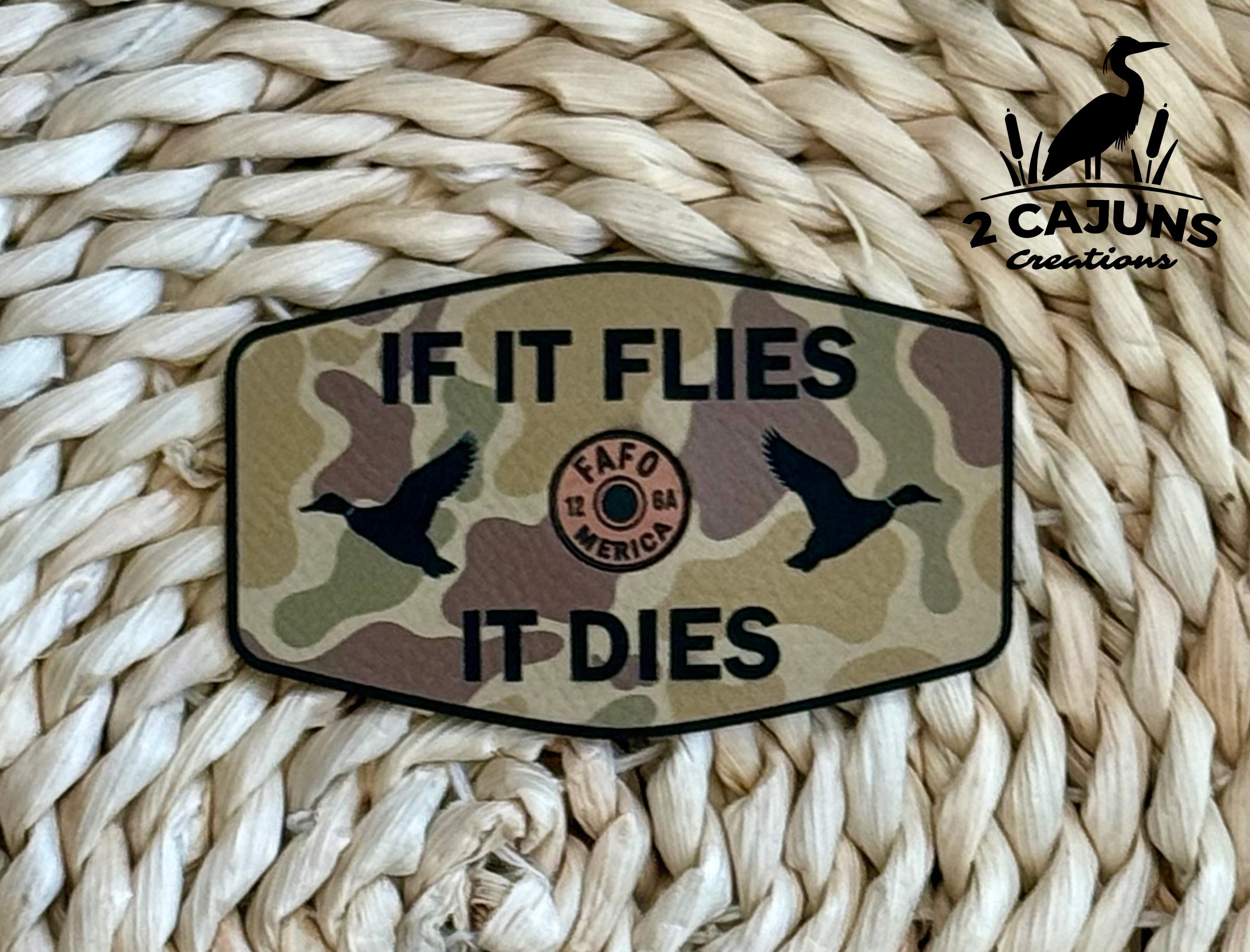 If It Flies Leatherette Hat Patch with Copper Acrylic Insert - FAFO Edition - 3 Colors Available