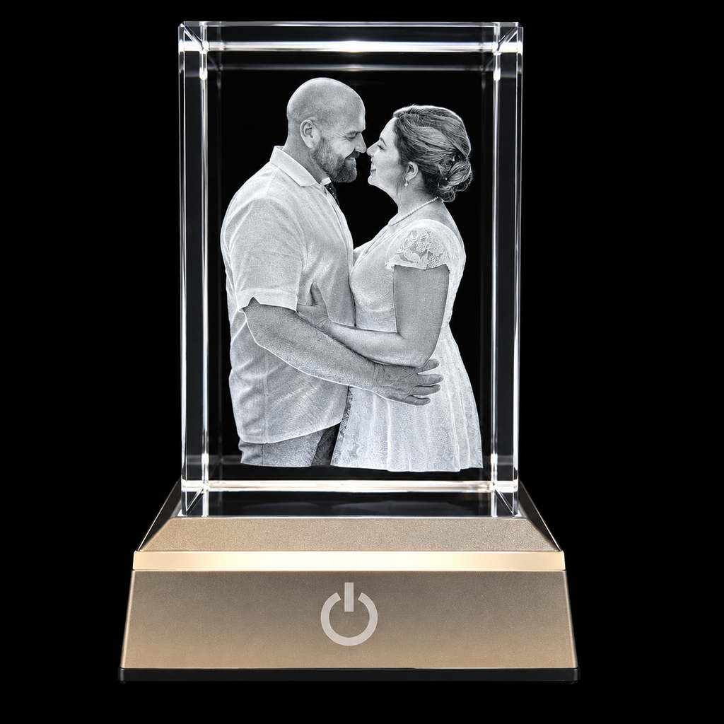 Personalized Inner Engraved Keepsake High Quality K9 Crystal w/ LED Base