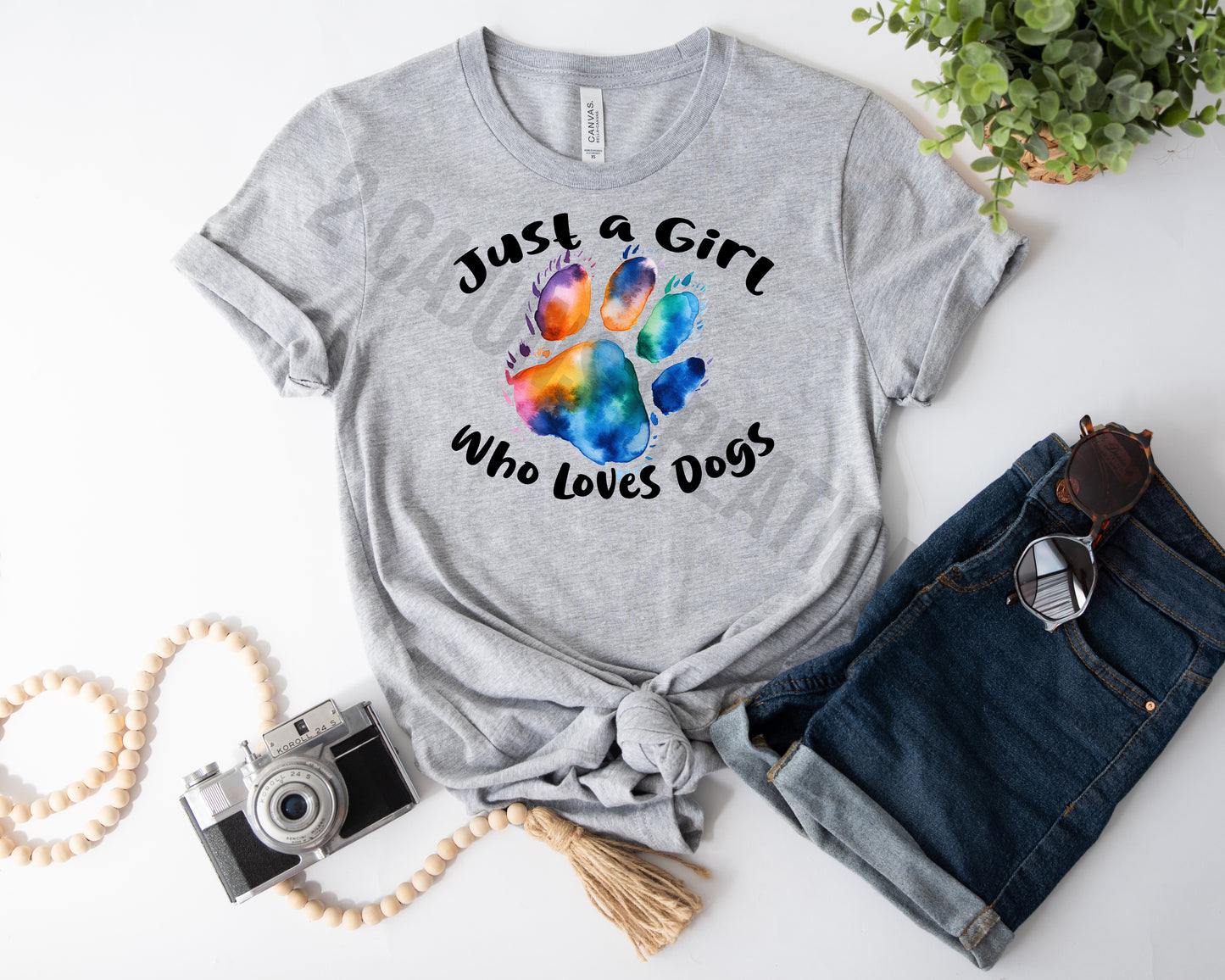 Just a Girl Who Loves Dogs Tshirt - Watercolor Paw