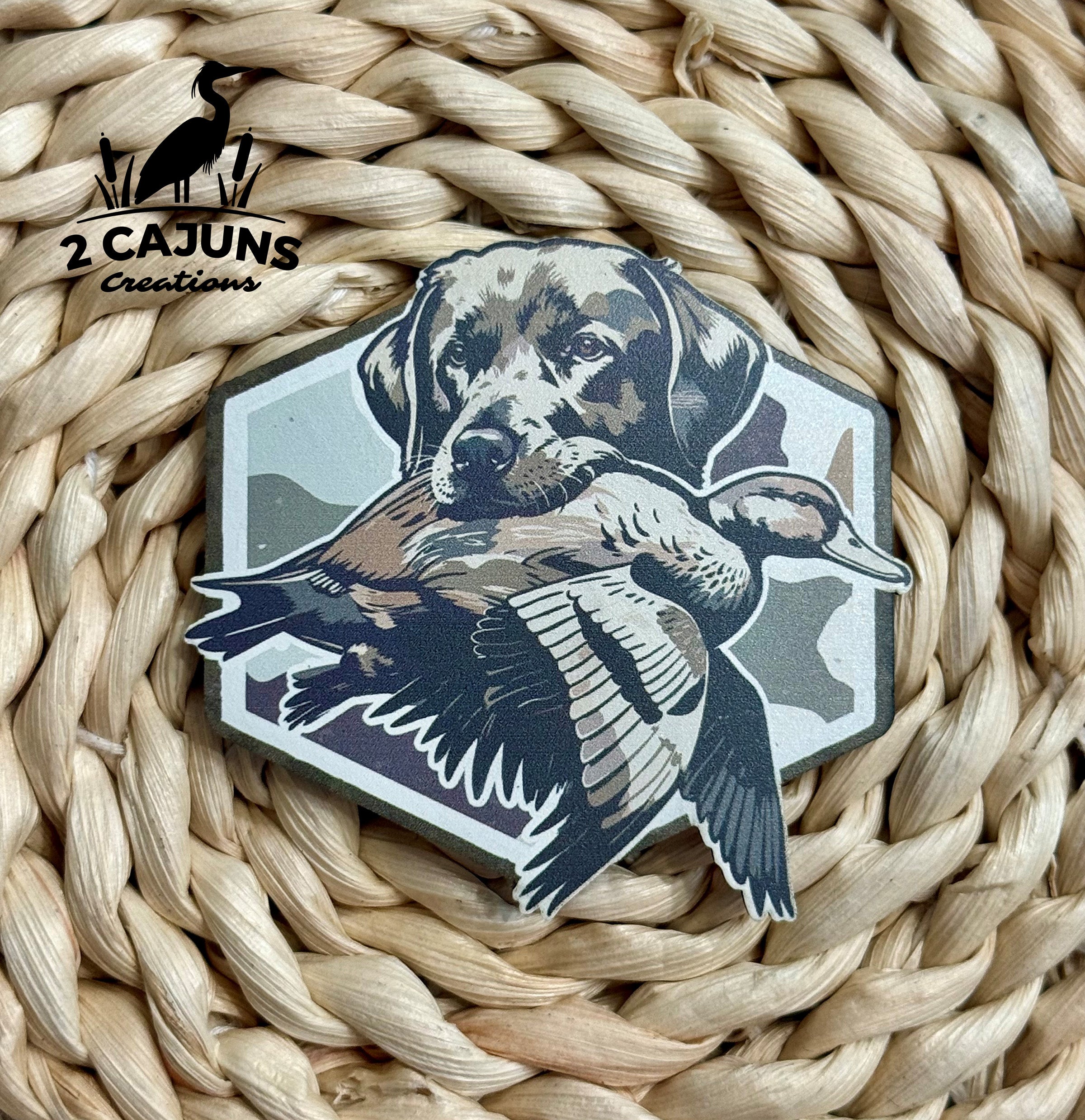 Labrador with Duck Camo UV Printed Hat Patch