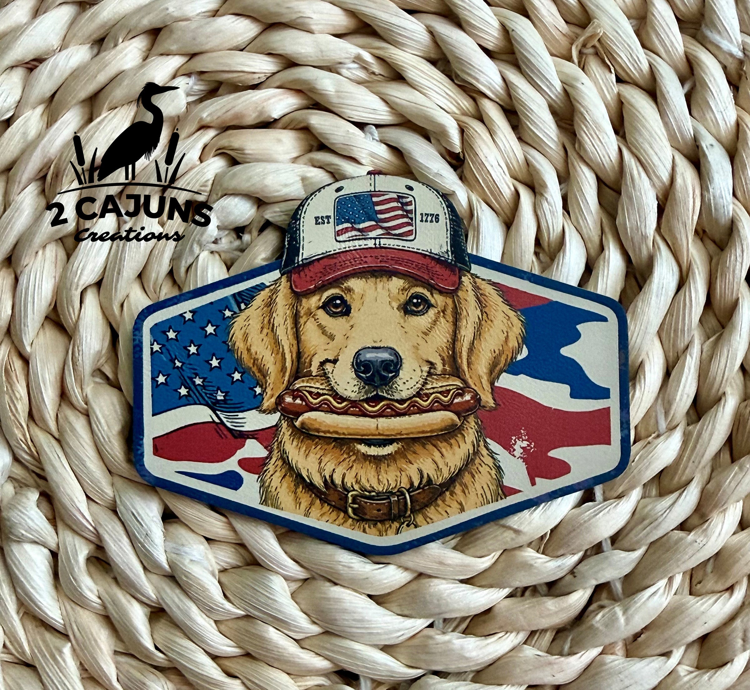 Labrador with Hot Dog Americana UV Printed Hat Patch