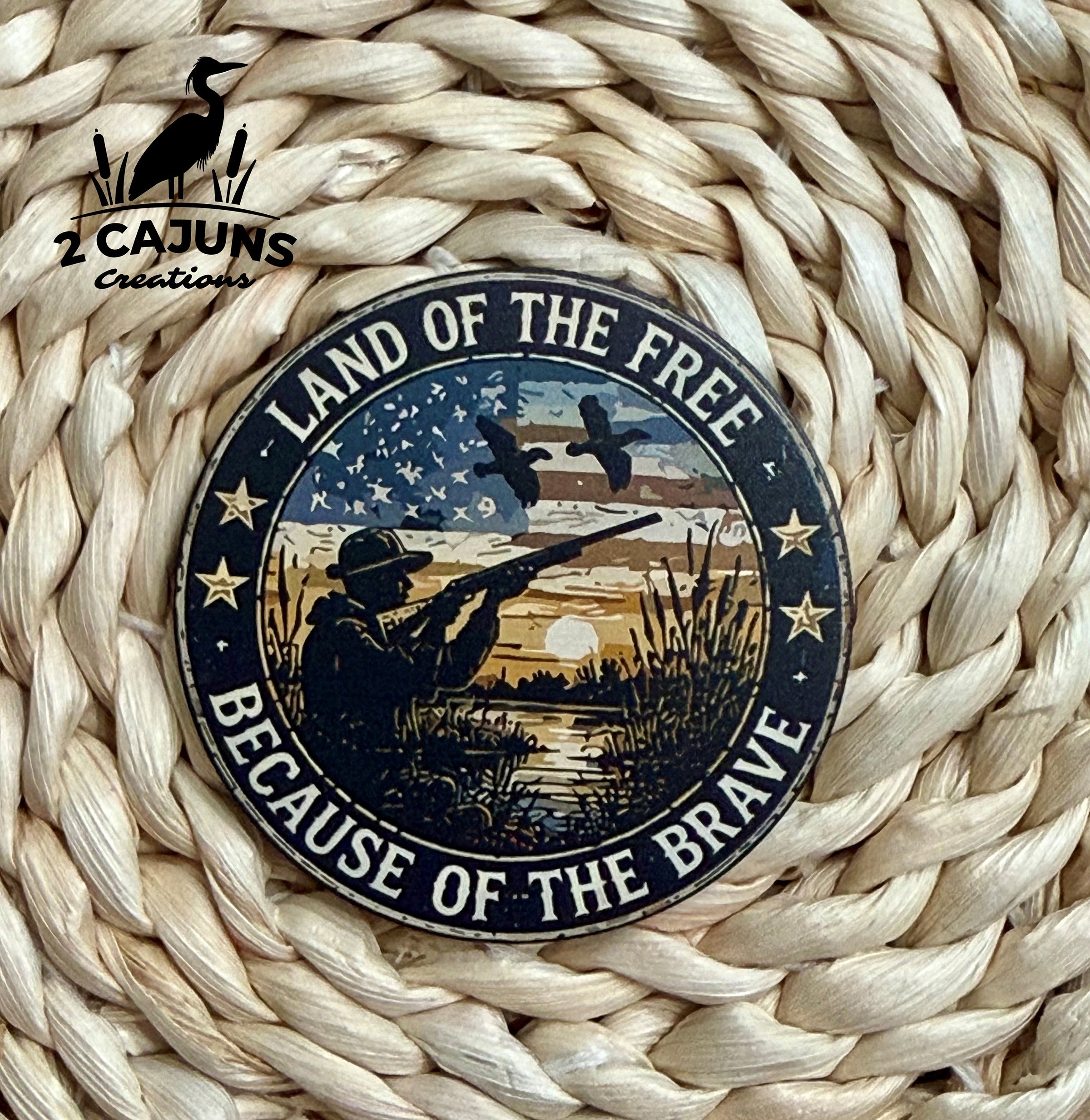 Land of the Free Because of the Brave Duck Hunting UV Printed Hat Patch