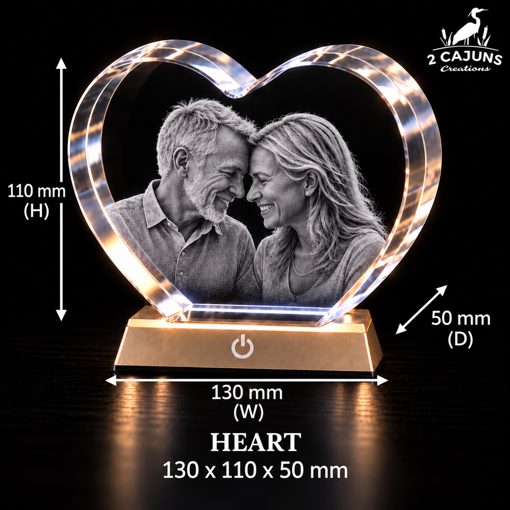 Personalized Engraved Keepsake High Quality K9 Crystal w/ LED Base