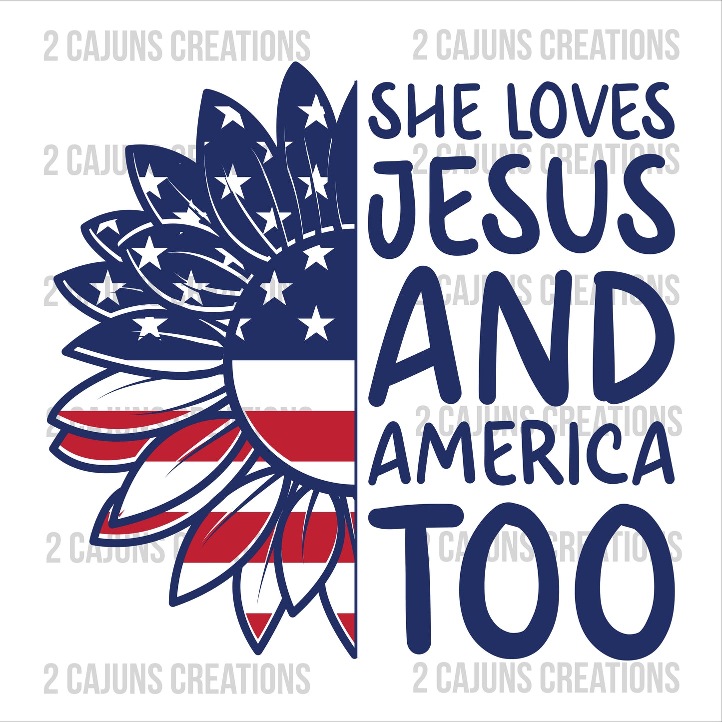 Patriotic Loves Jesus and America Too Sunflower - July 4th - Independence Day - DTF Transfer