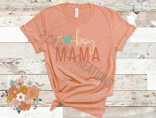 Boy Mama Tshirt - Mothers Day Tee - Heather Peach Color