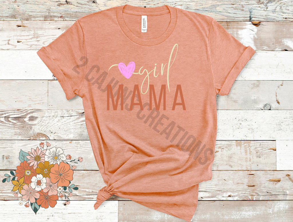 Girl Mama Tshirt - Mothers Day Tee - Heather Peach Color