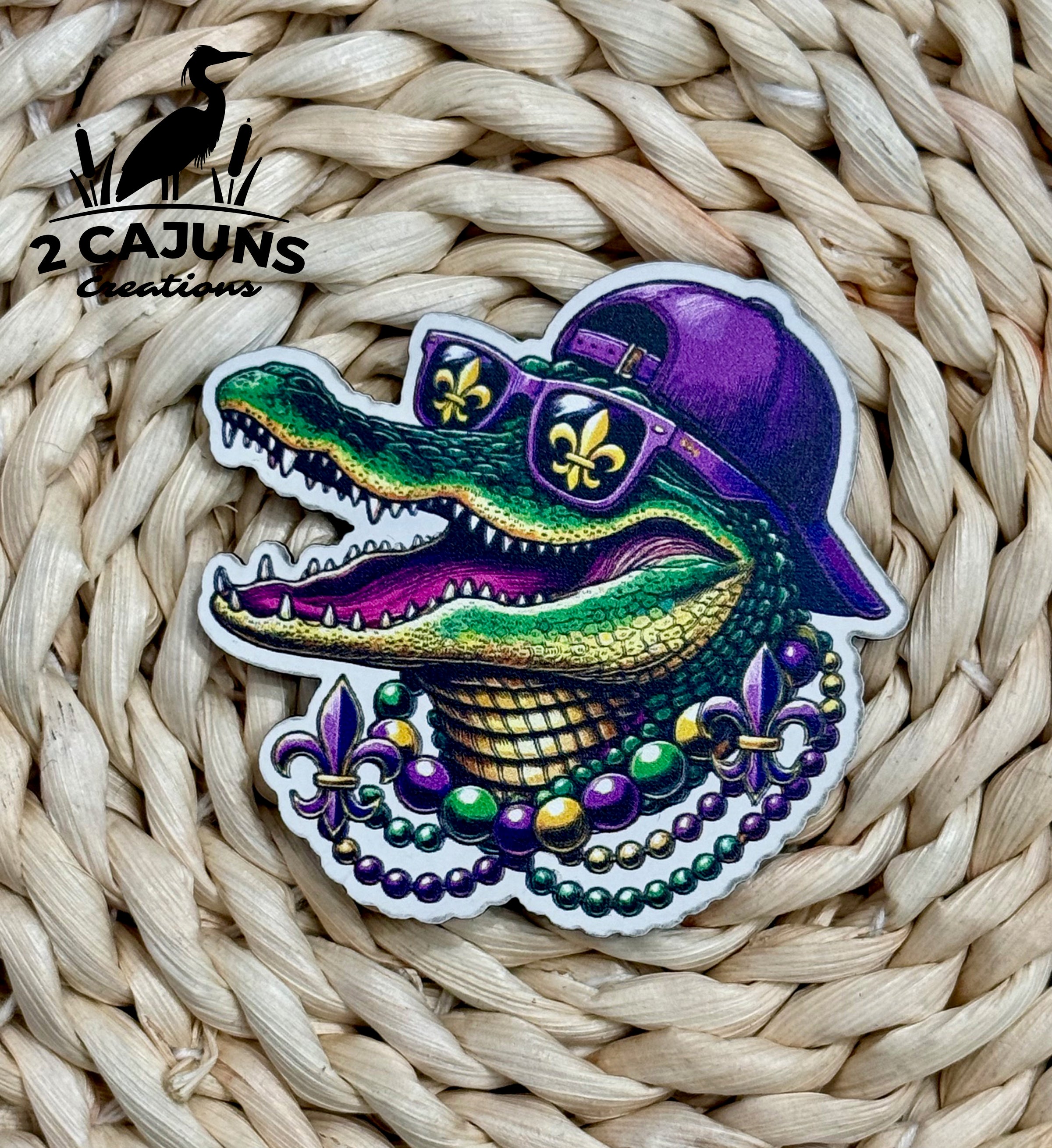 Mardi Gras Alligator UV Printed Hat Patch