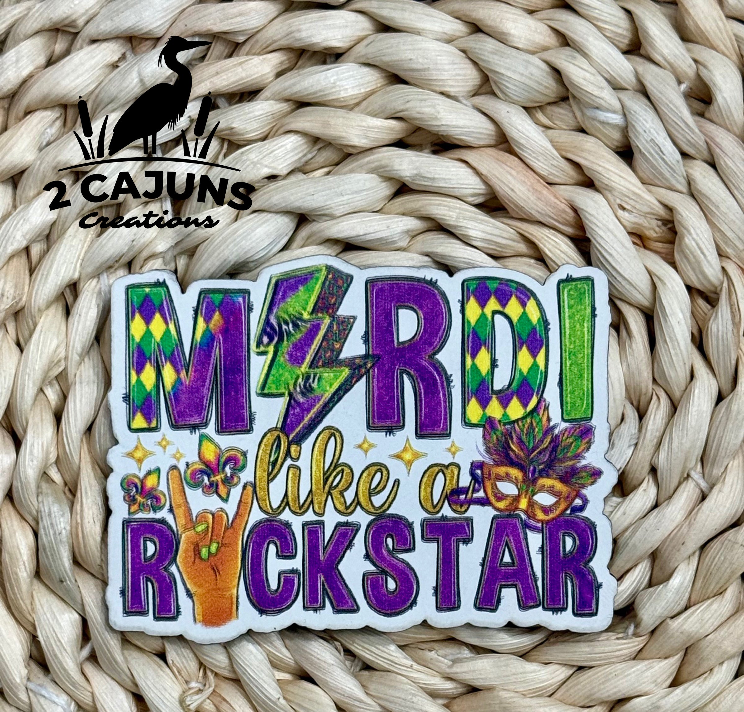 Mardi Like A Rock Star UV Printed Mardi Gras Hat Patch