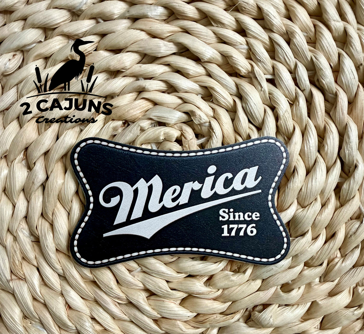 Merica Since 1776 UV Printed Leatherette Hat Patch - Multiple Colors