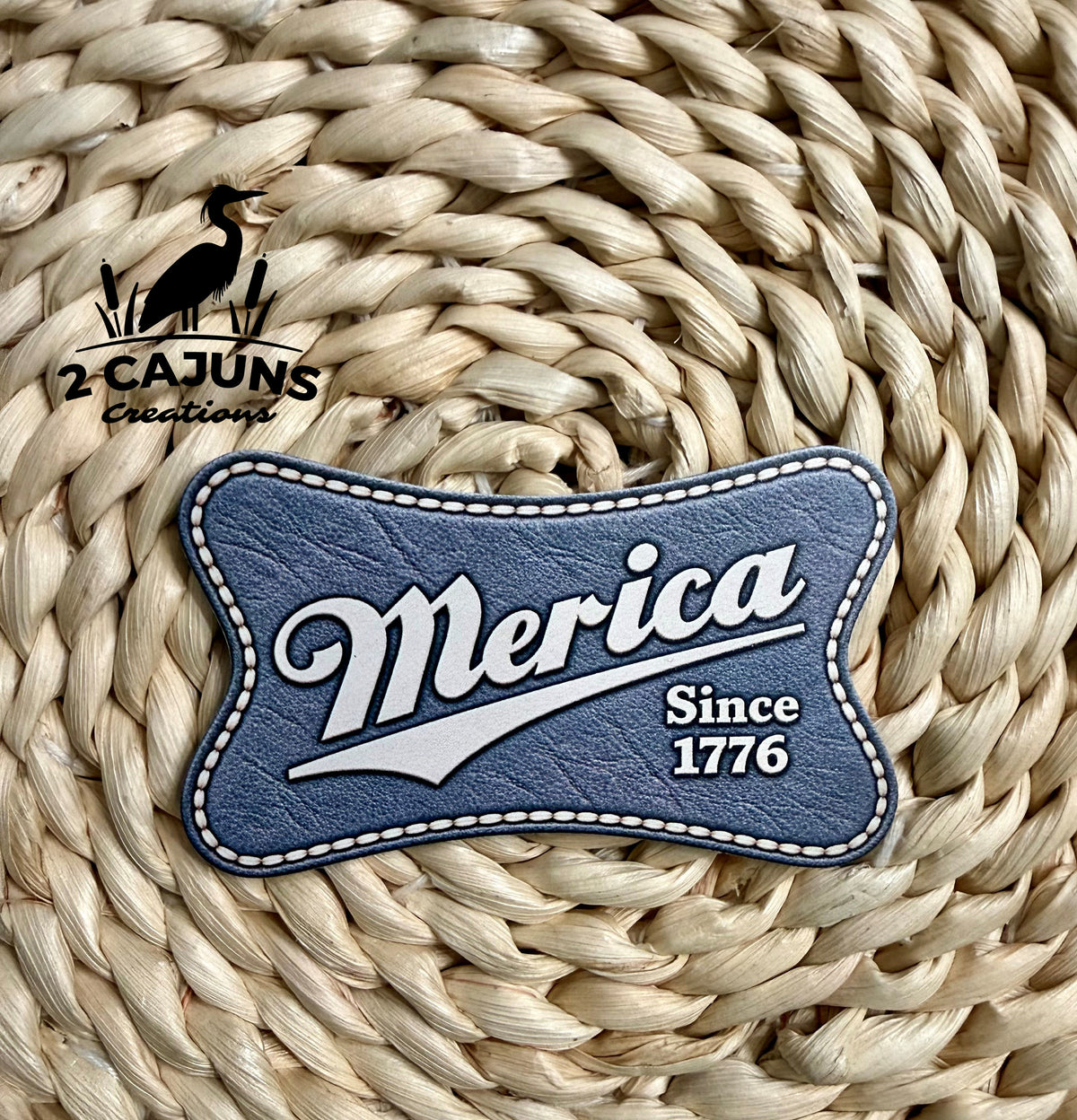 Merica Since 1776 UV Printed Leatherette Hat Patch - Multiple Colors
