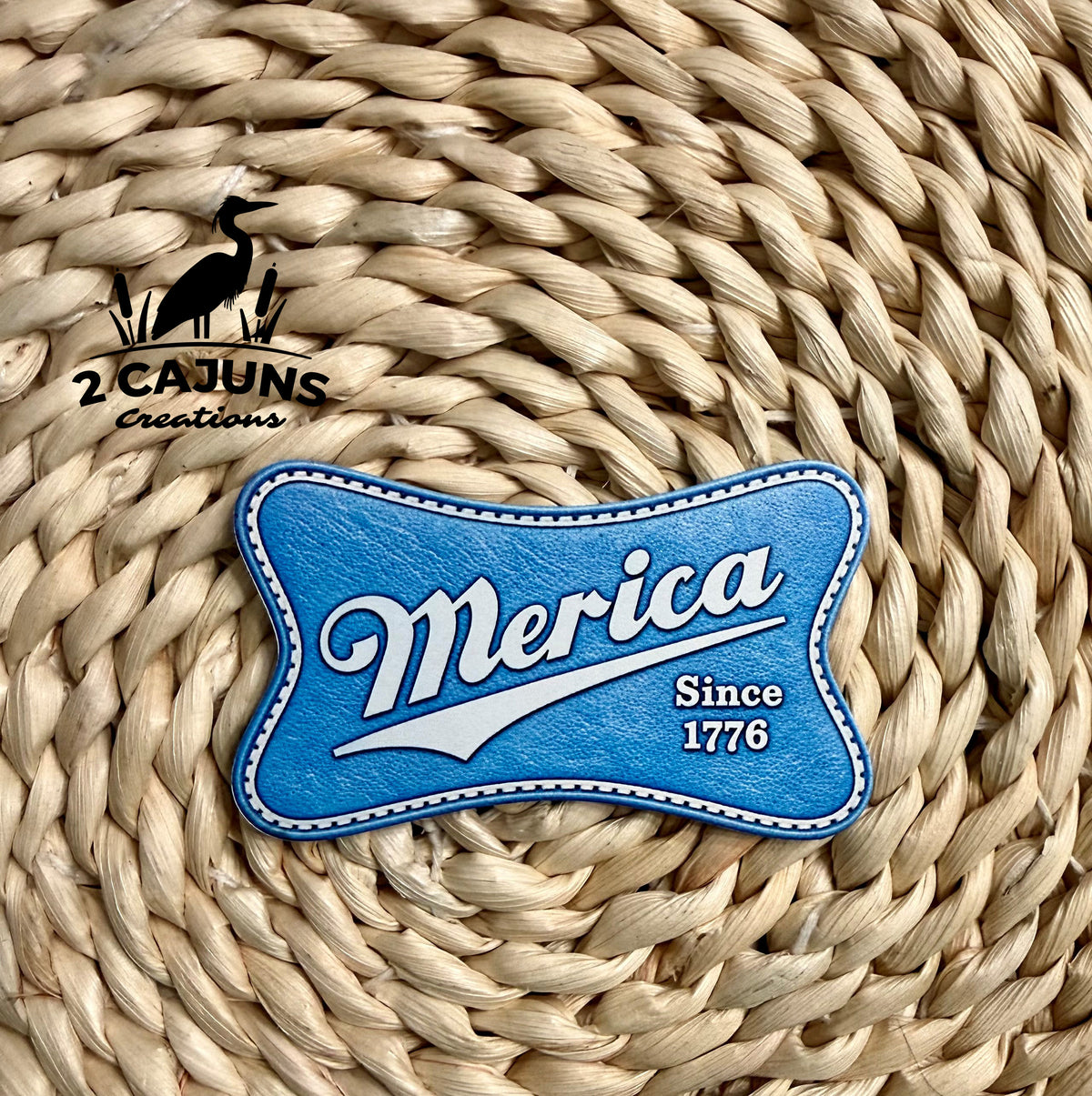 Merica Since 1776 UV Printed Leatherette Hat Patch - Multiple Colors