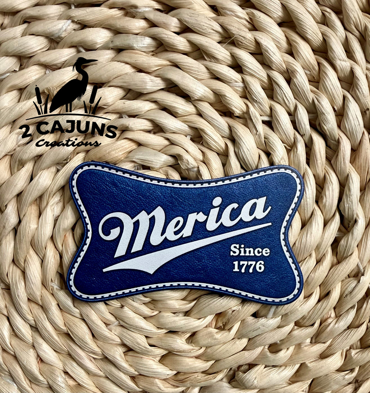 Merica Since 1776 UV Printed Leatherette Hat Patch - Multiple Colors