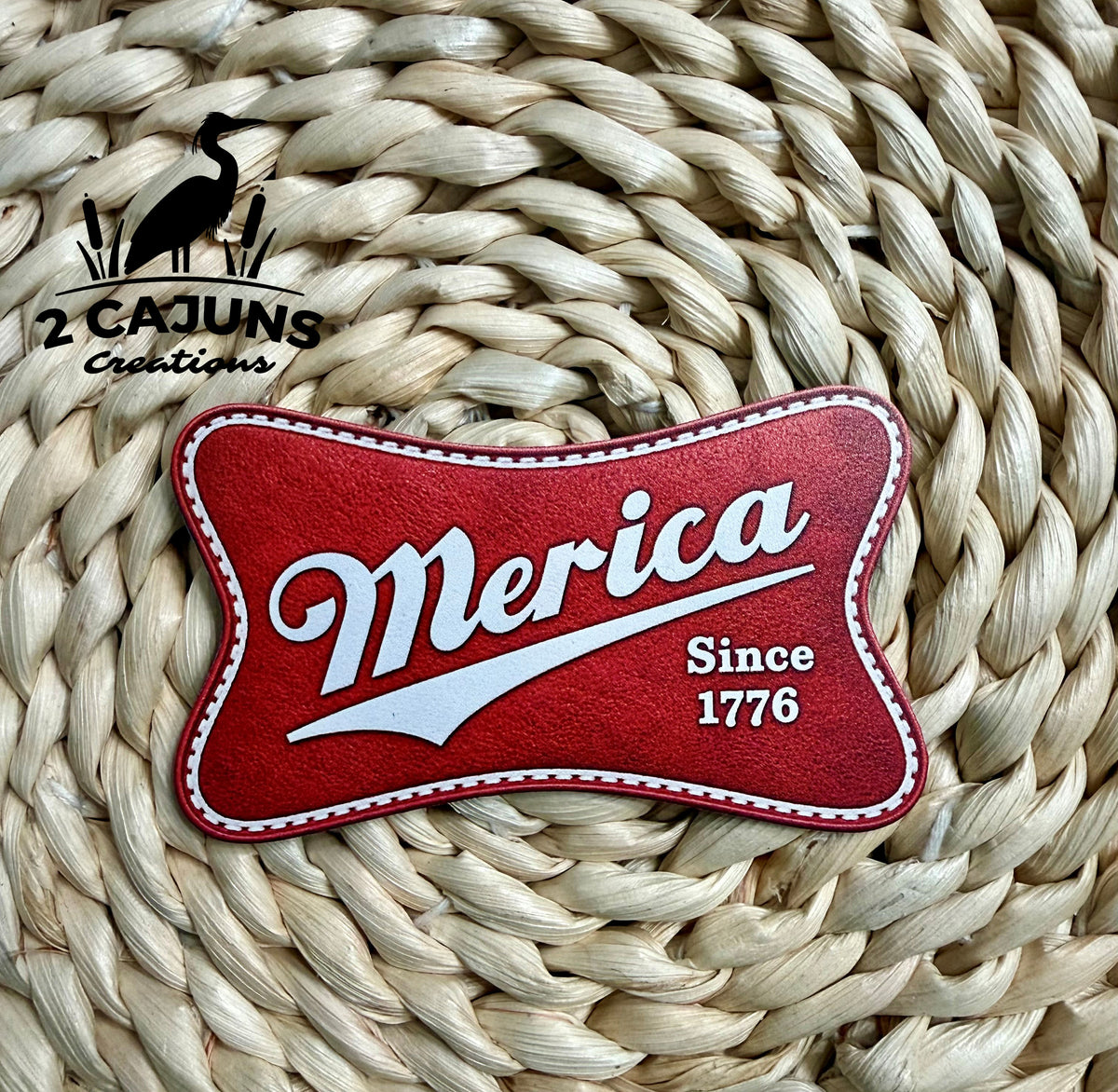 Merica Since 1776 UV Printed Leatherette Hat Patch - Multiple Colors