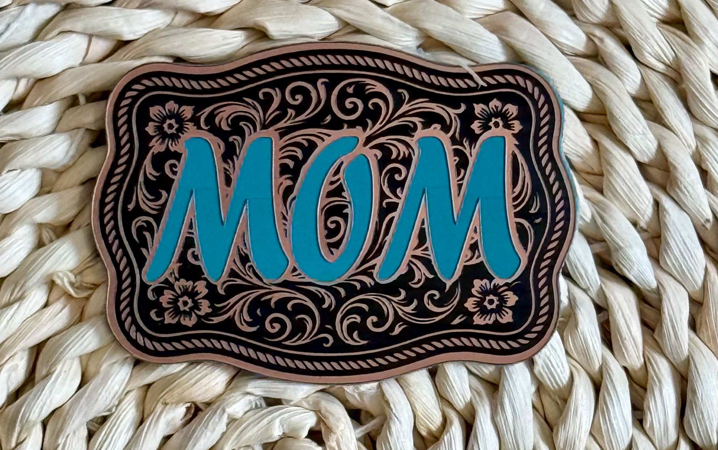 Mom Scroll Design Acrylic Laser Engraved Hat Patch