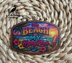 The Beach is My Happy Place UV Printed Hat Patch - 2 Colors