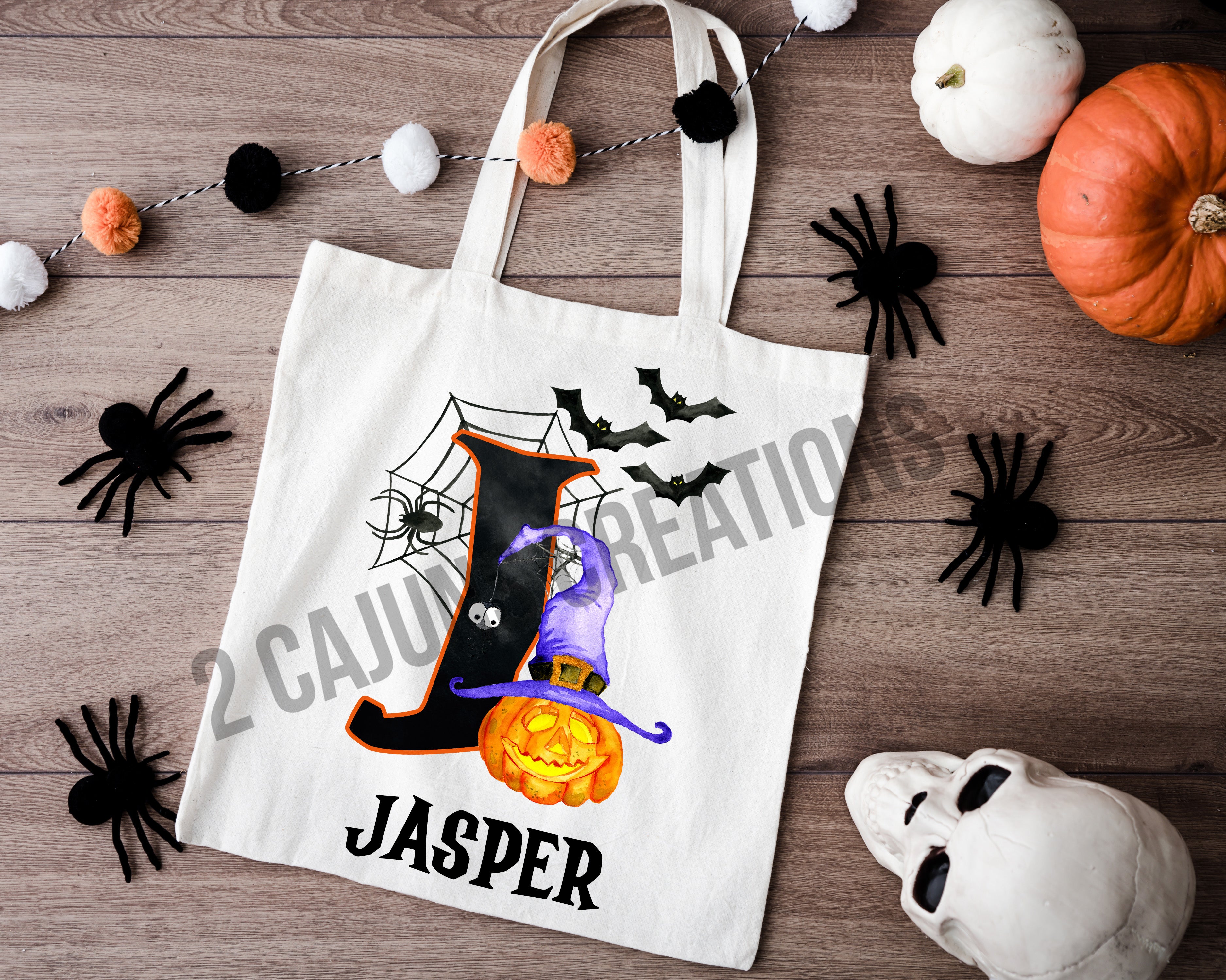 Personalized Halloween Trick or Treat Tote Bag