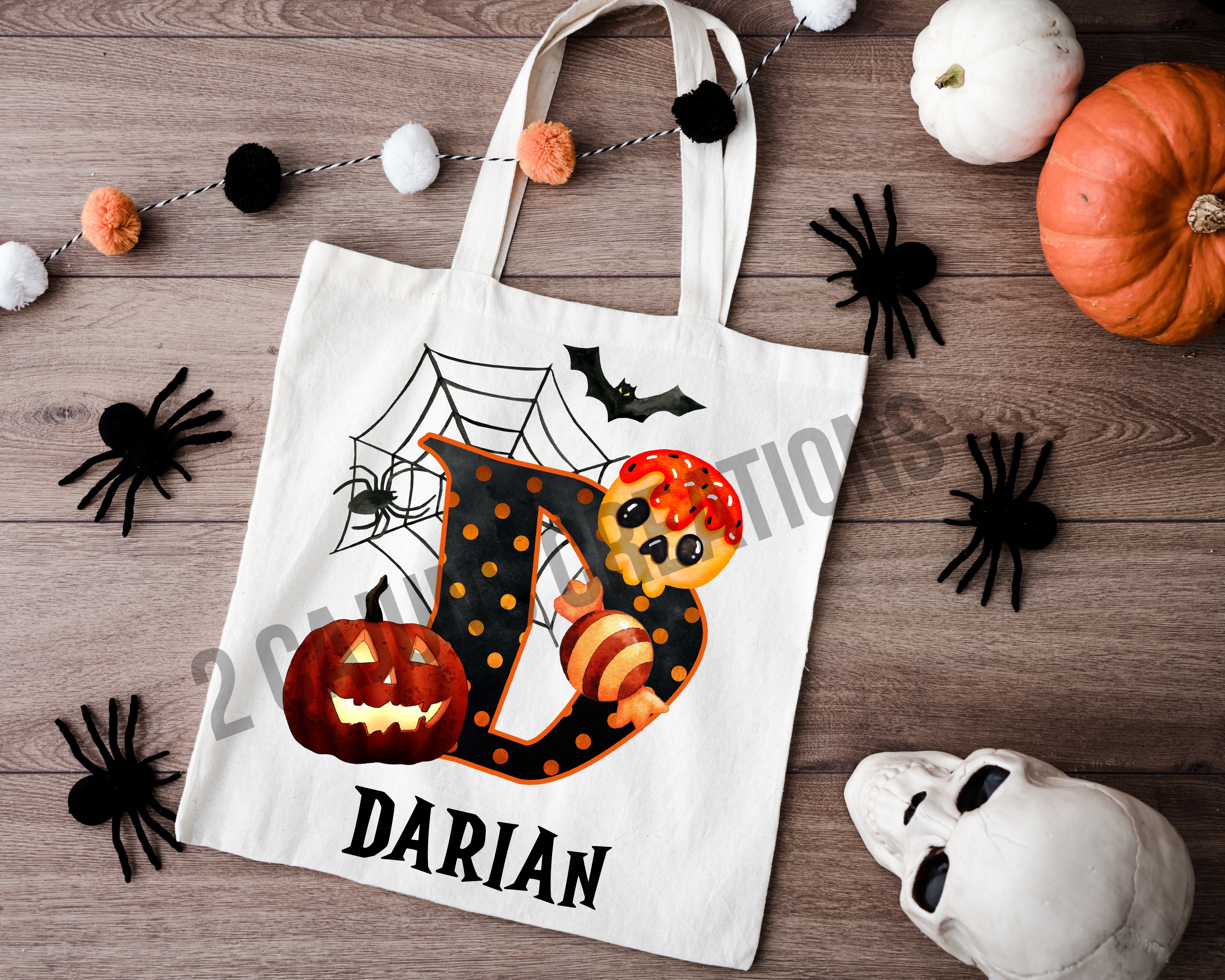 Personalized Halloween Trick or Treat Tote Bag