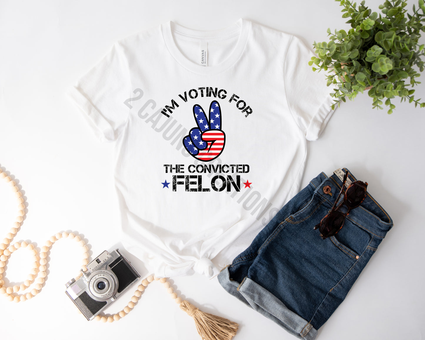 I'm Voting for the Felon - Peace Sign - Trump - Several Colors Available