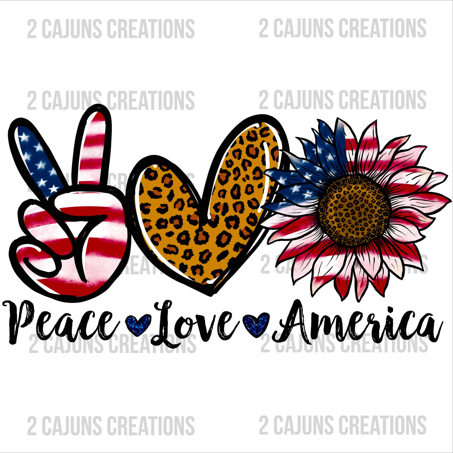 Peace Love America - July 4th - Independence Day - DTF Transfer - Black Lettering