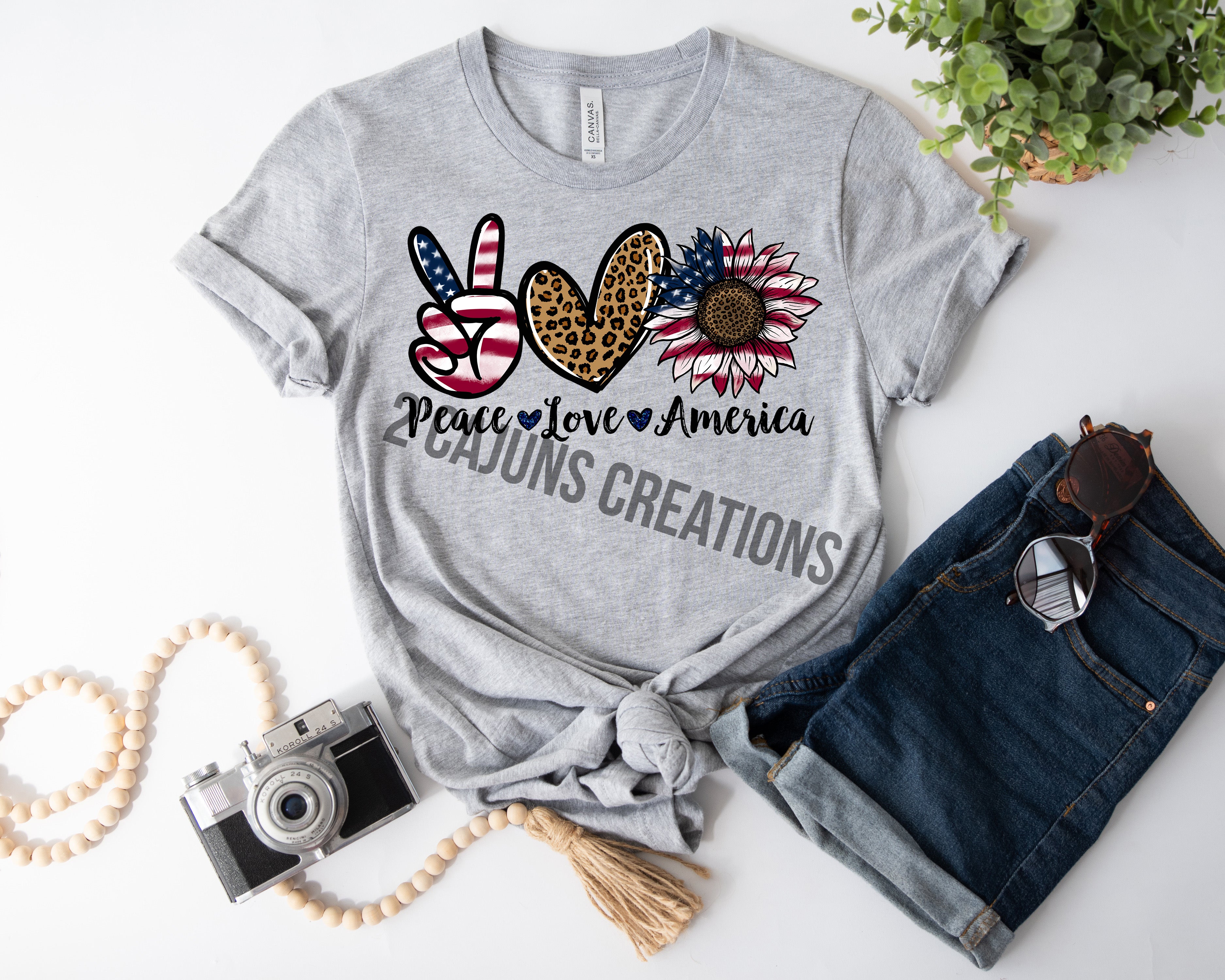 Peace Love America Tshirt - Patriotic 4th of July Tee