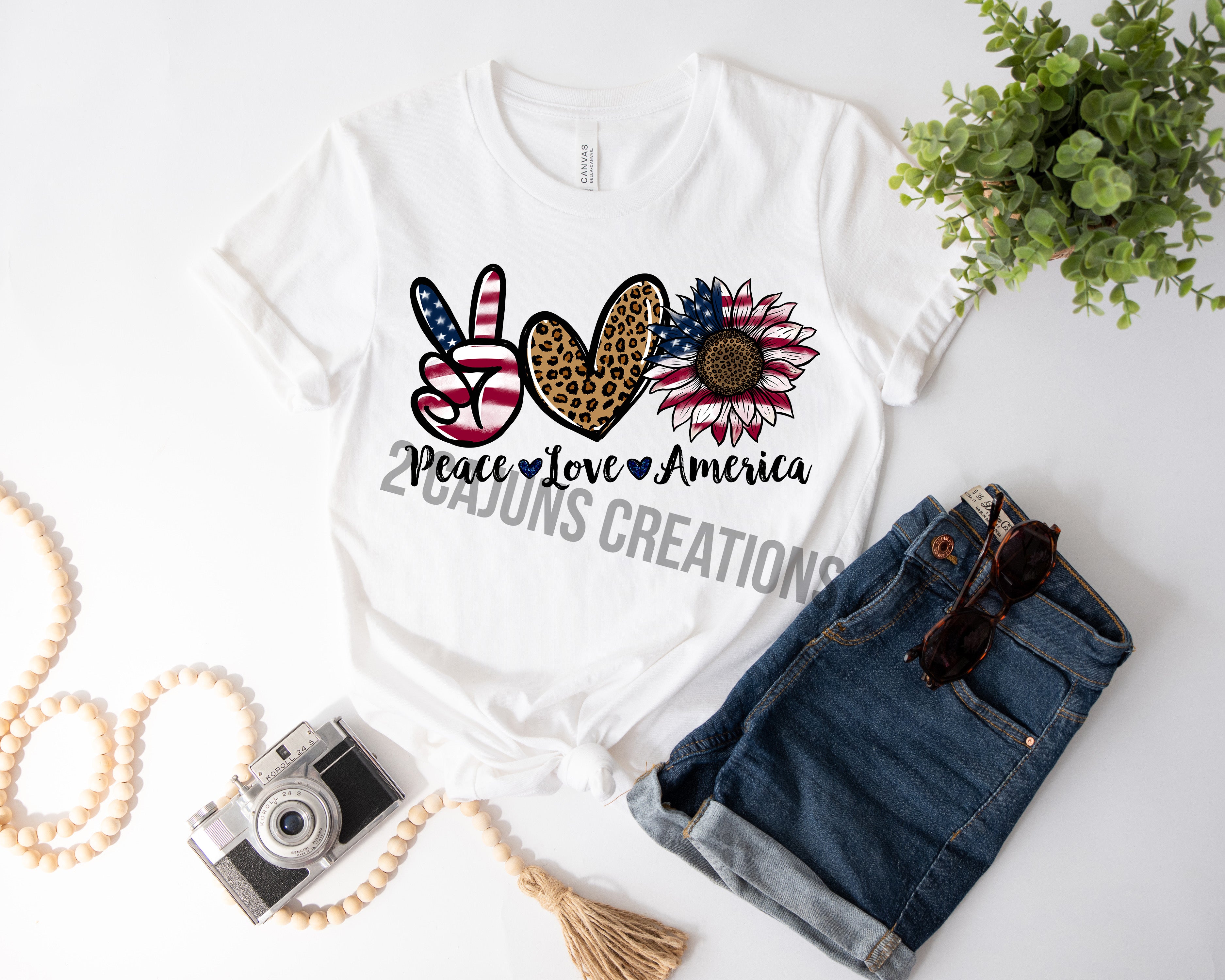Peace Love America Tshirt - Patriotic 4th of July Tee