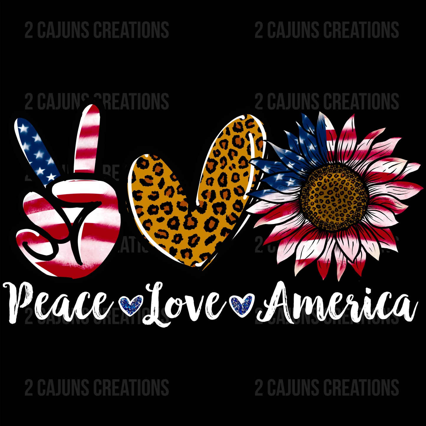 Peace Love America - July 4th - Independence Day - DTF Transfer - White Lettering