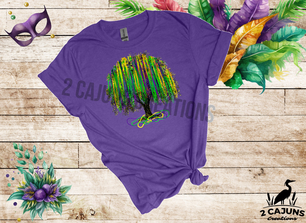 Mardi Gras Bead Tree Tshirt - Multiple Colors Available