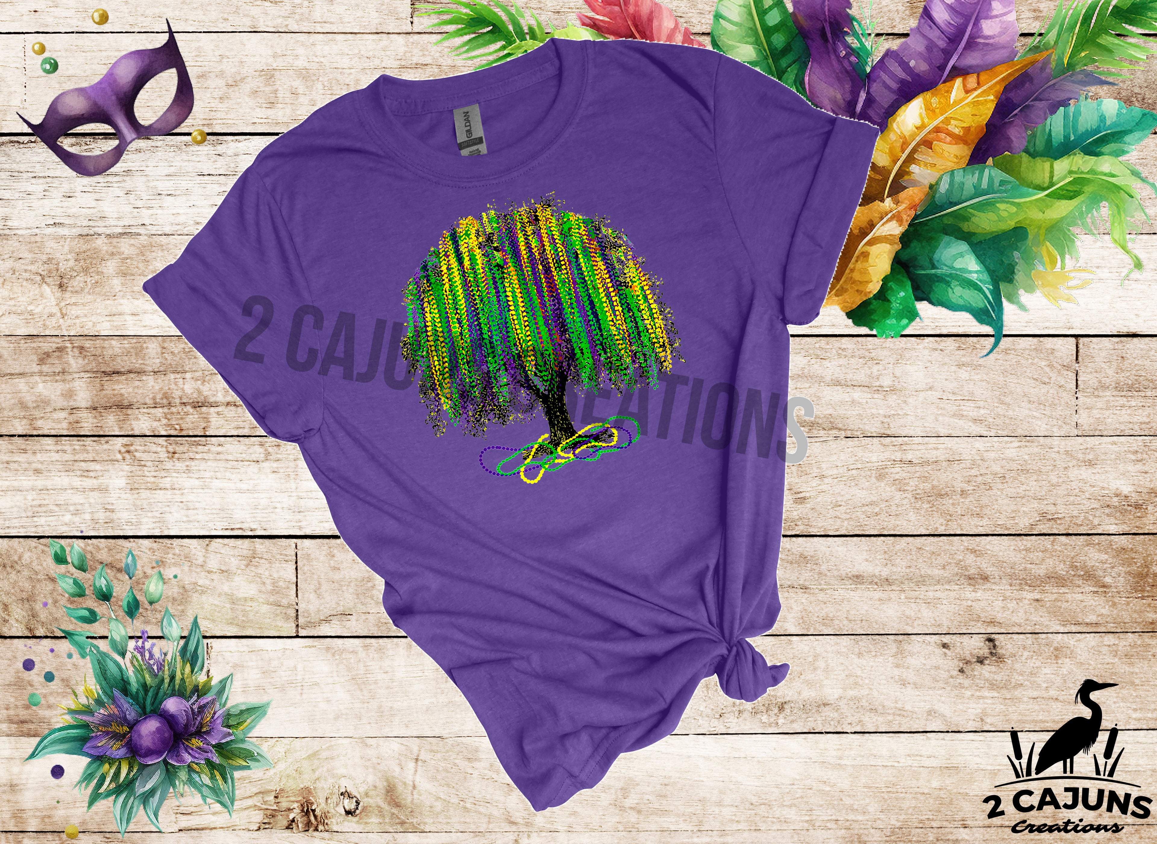 Mardi Gras Bead Tree Tshirt - Multiple Colors Available