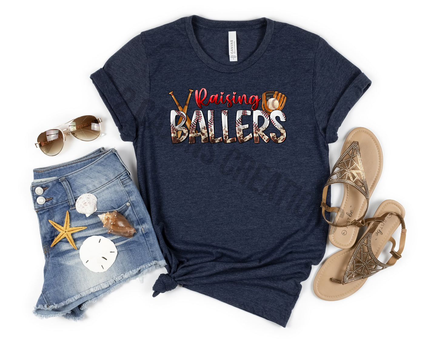 Raising Ballers Crew Neck Tshirt - Baseball Mom Tee