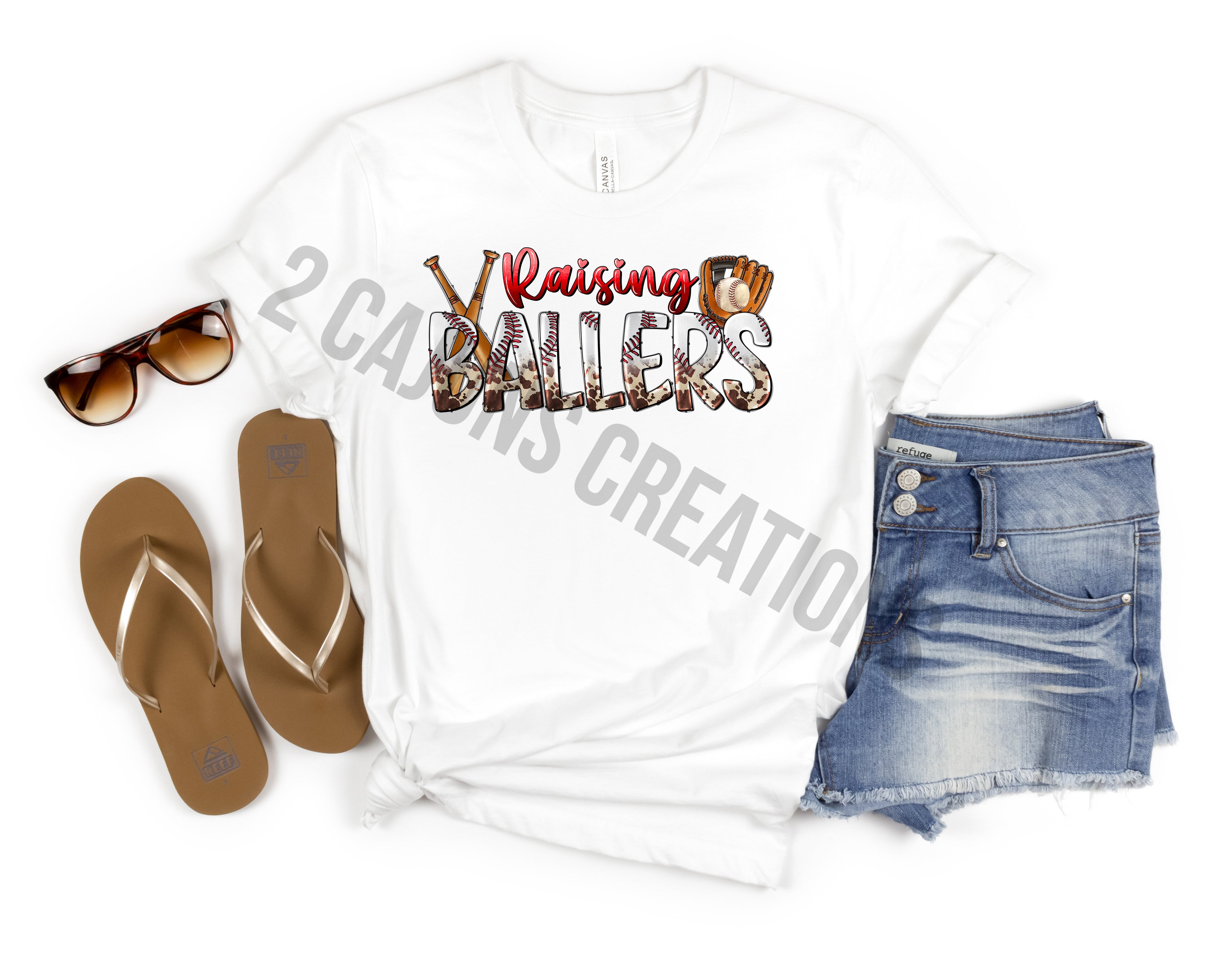 Raising Ballers Crew Neck Tshirt - Baseball Mom Tee