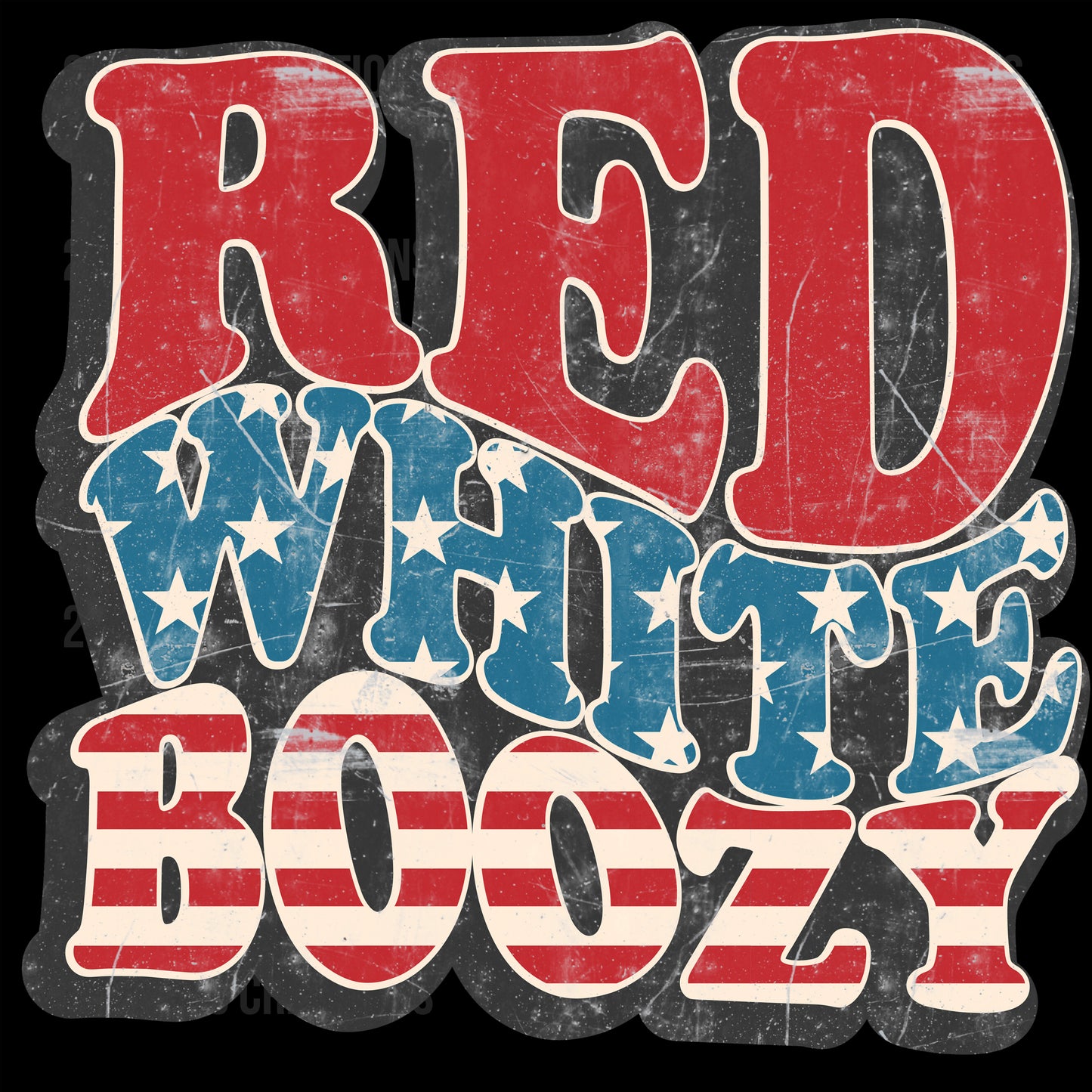 Red White and Boozy - July 4th - Independence Day - DTF Transfer - Retro Distressed Design