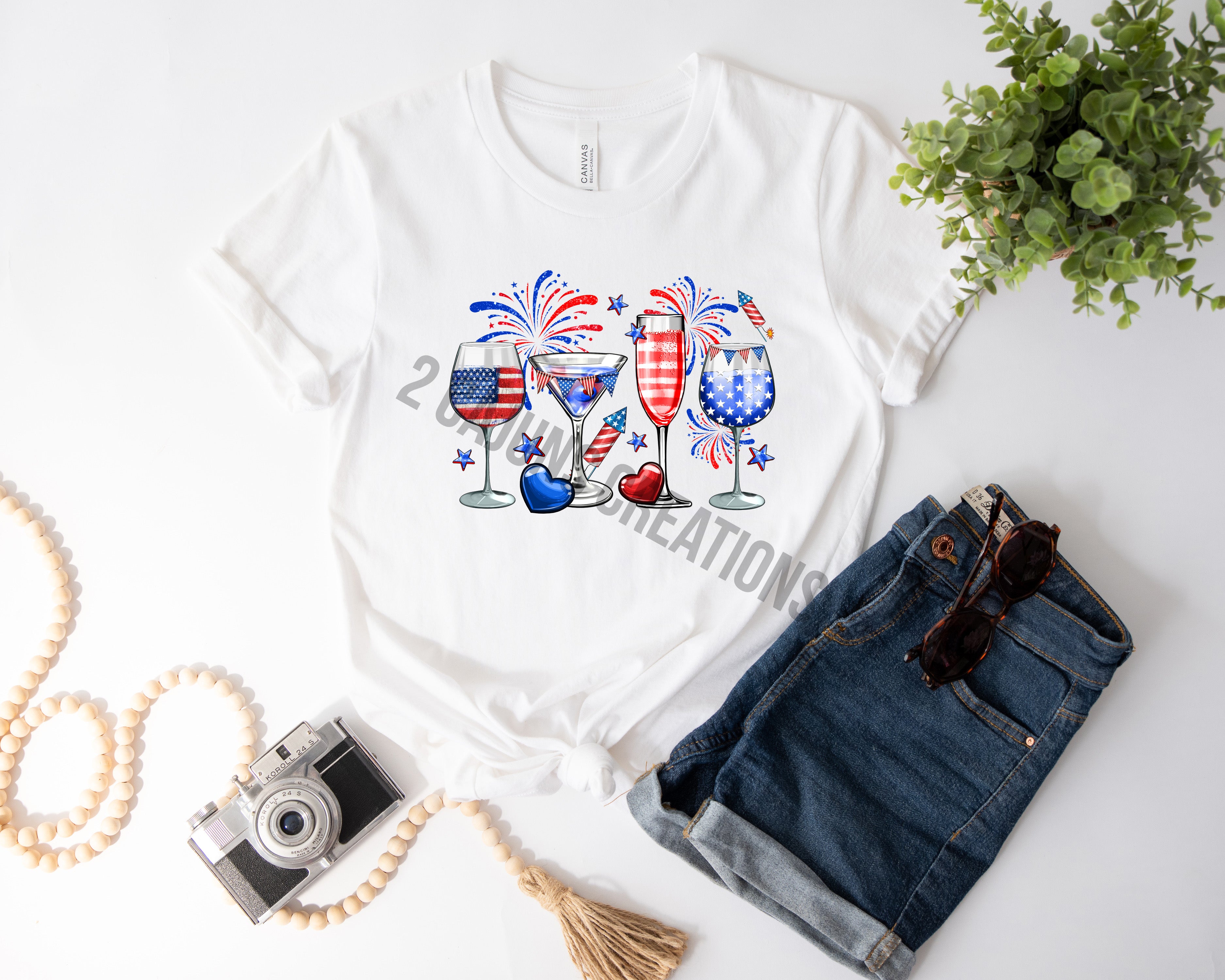 Fourth of July Drinks and Fireworks Tshirt - Patriotic 4th of July Tee