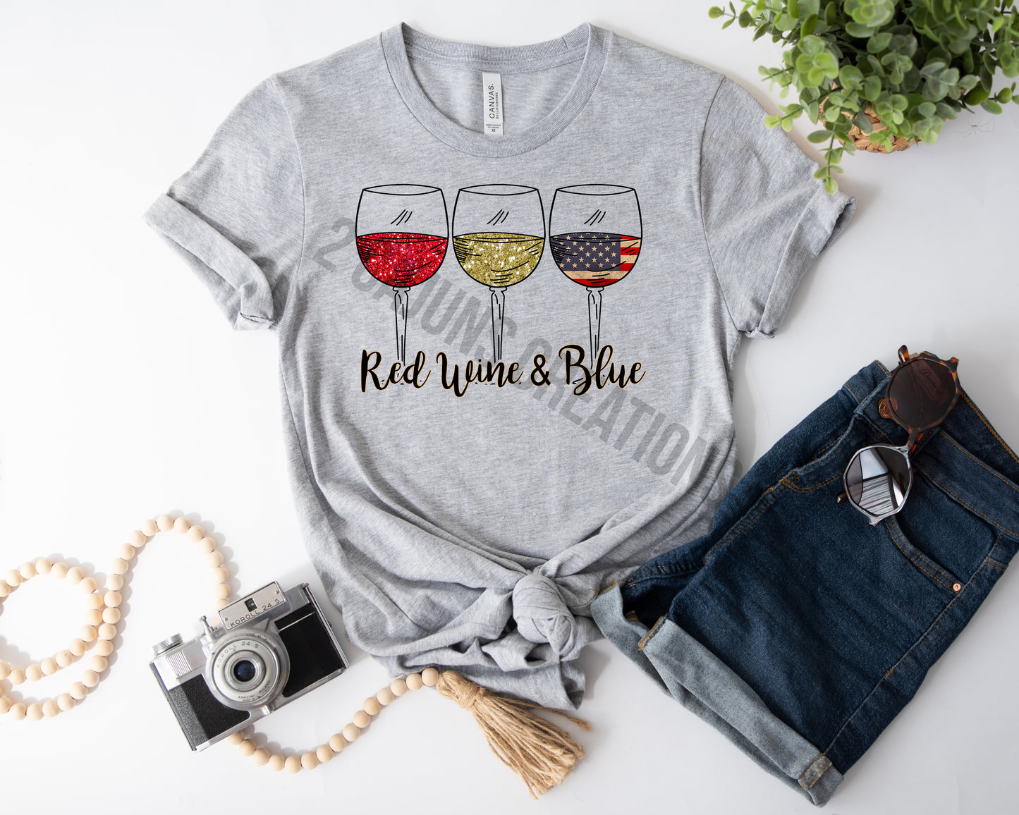 Red Wine and Blue Tshirt - Patriotic 4th of July Tee