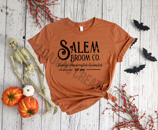 Salem Broom Co Halloween Tshirt - Heather Burnt Orange