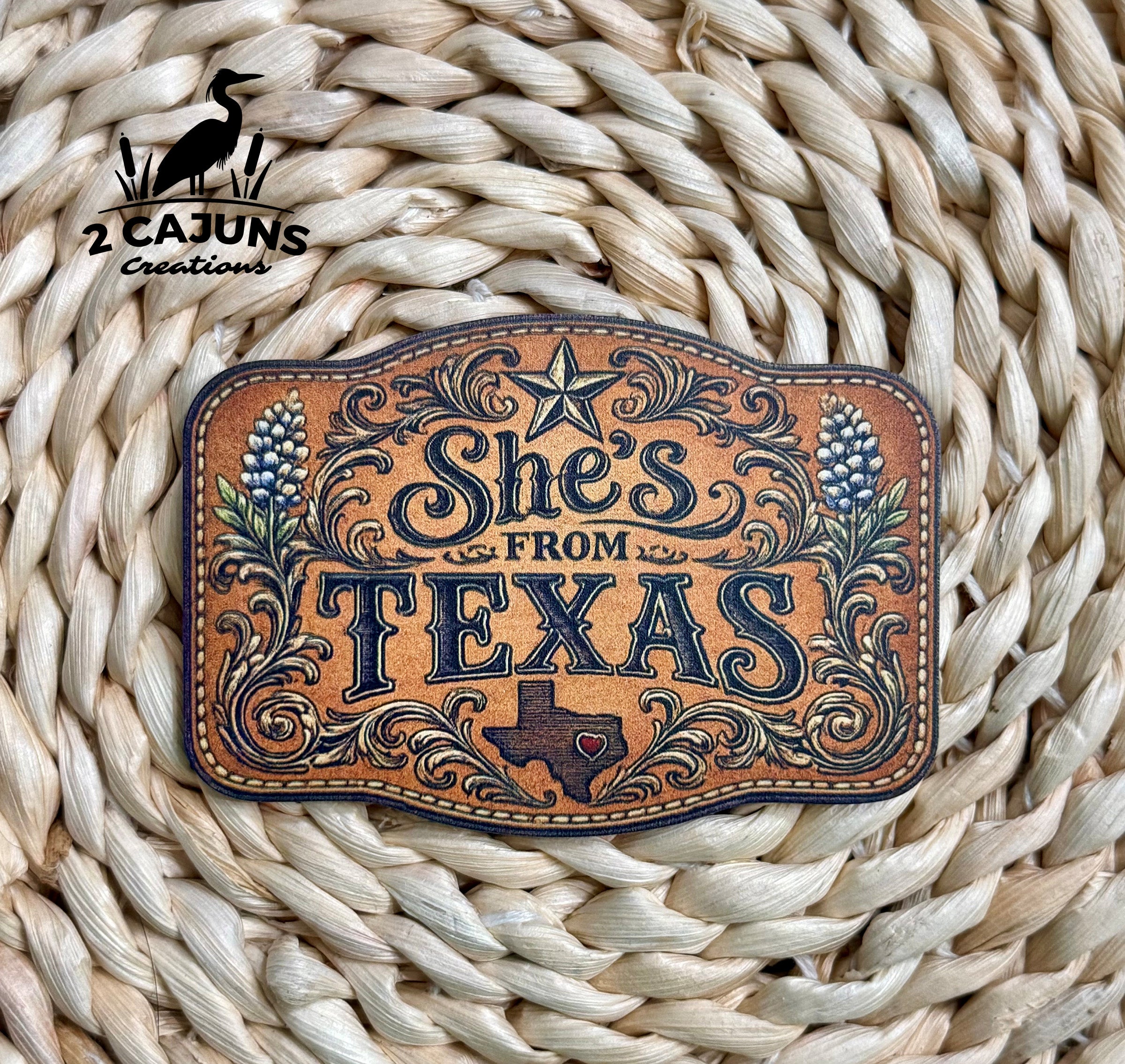 She's From Texas UV Printed Hat Patch