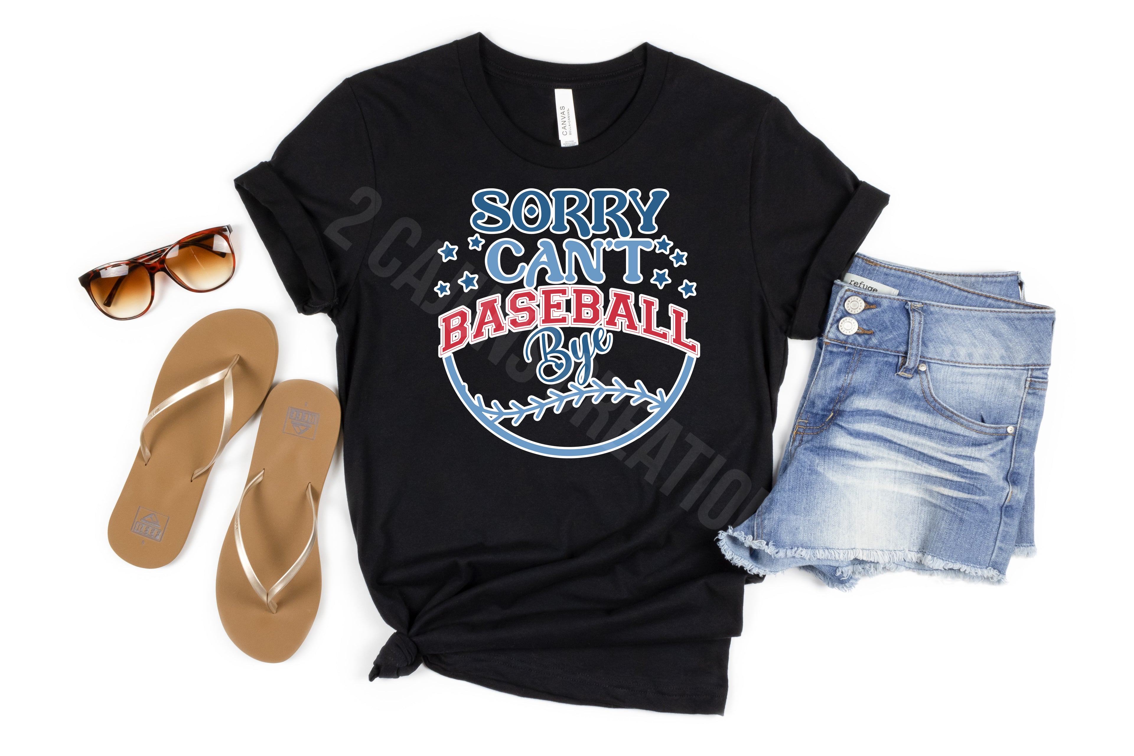 Sorry Can't Baseball Bye Crew Neck Tshirt - Baseball Mom Tee
