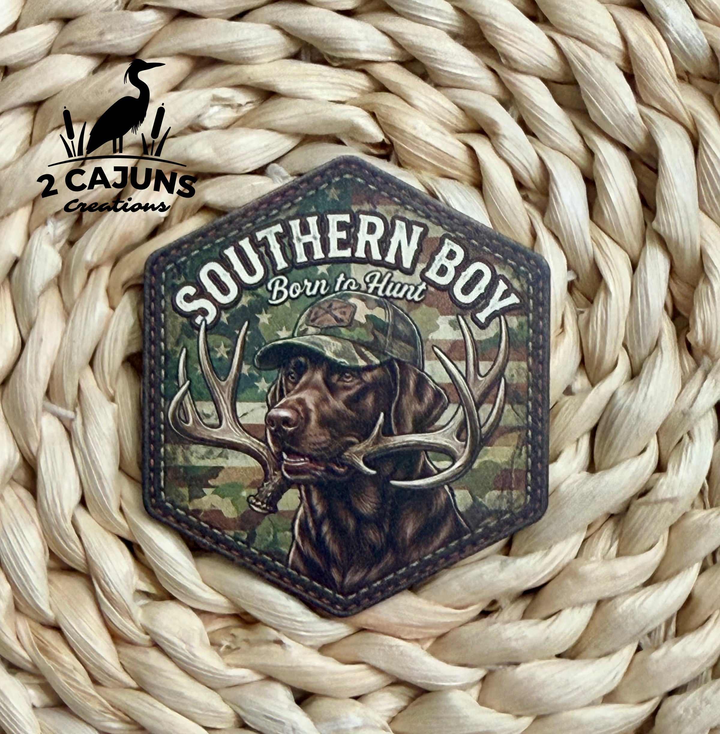 Southern Boy Labrador with Antler UV Printed Hat Patch