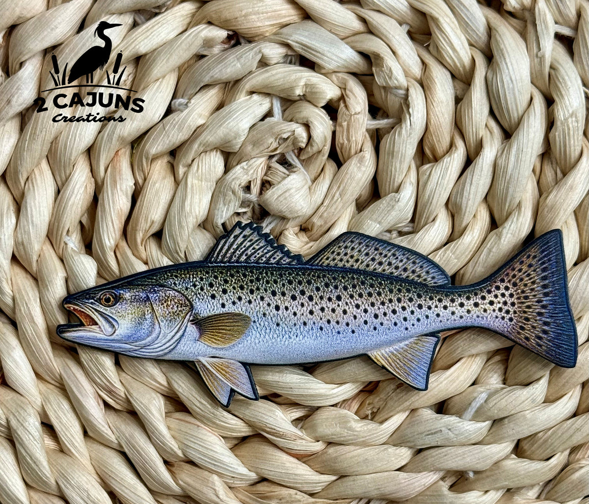 Speckled Trout Die Cut UV Printed Hat Patch