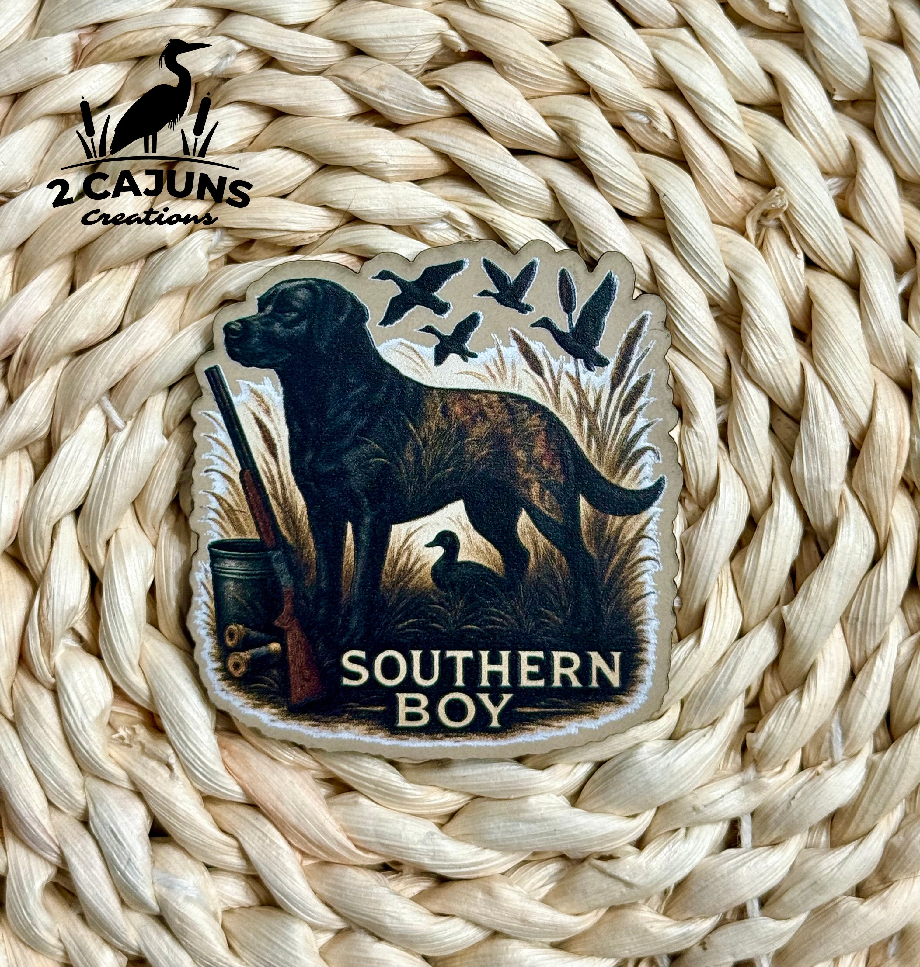 Southern Boy Duck Dog UV Printed Leatherette Hat Patch