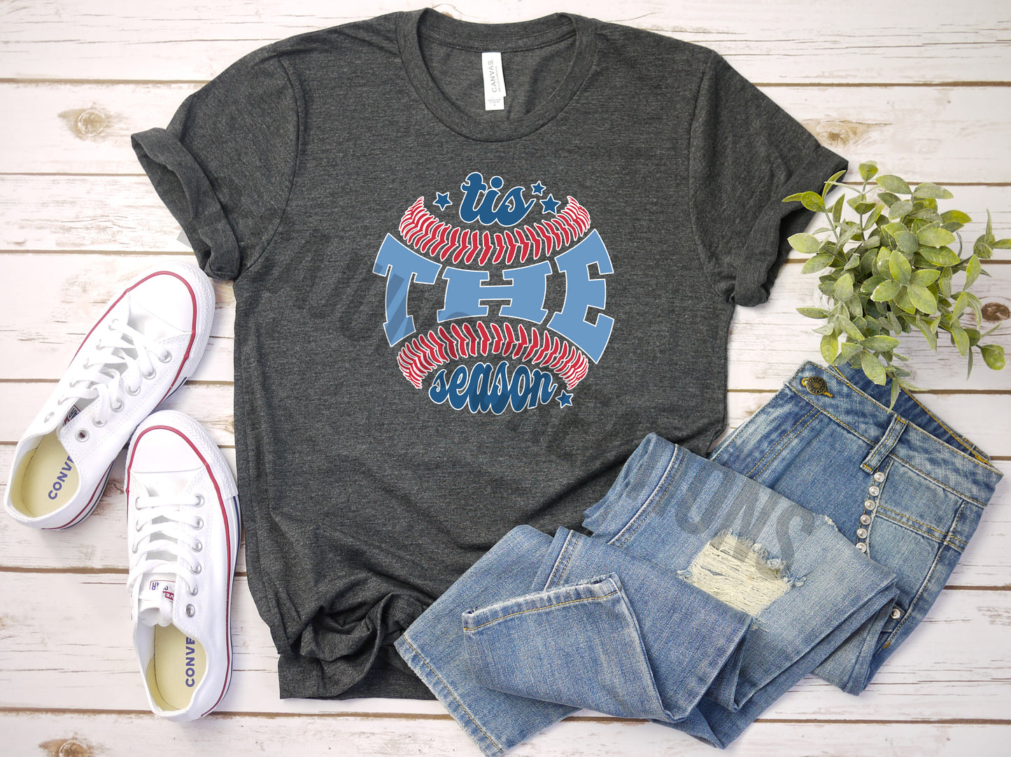 Baseball Tis The Season Crew Neck Tshirt - Baseball Mom Tee